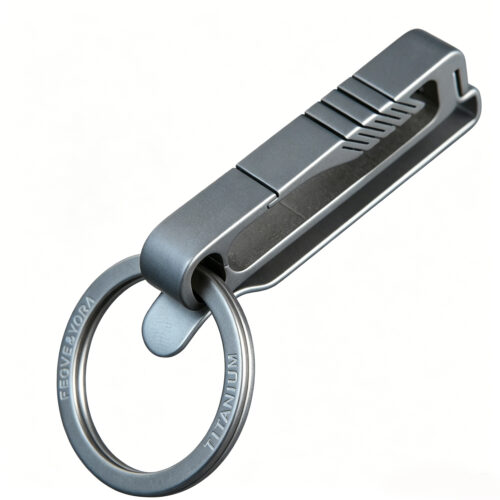 FEGVE Titanium Alloy Keychain Men's Belt Wearing Hanging Keychain TI032A -- Titanium Insert Port