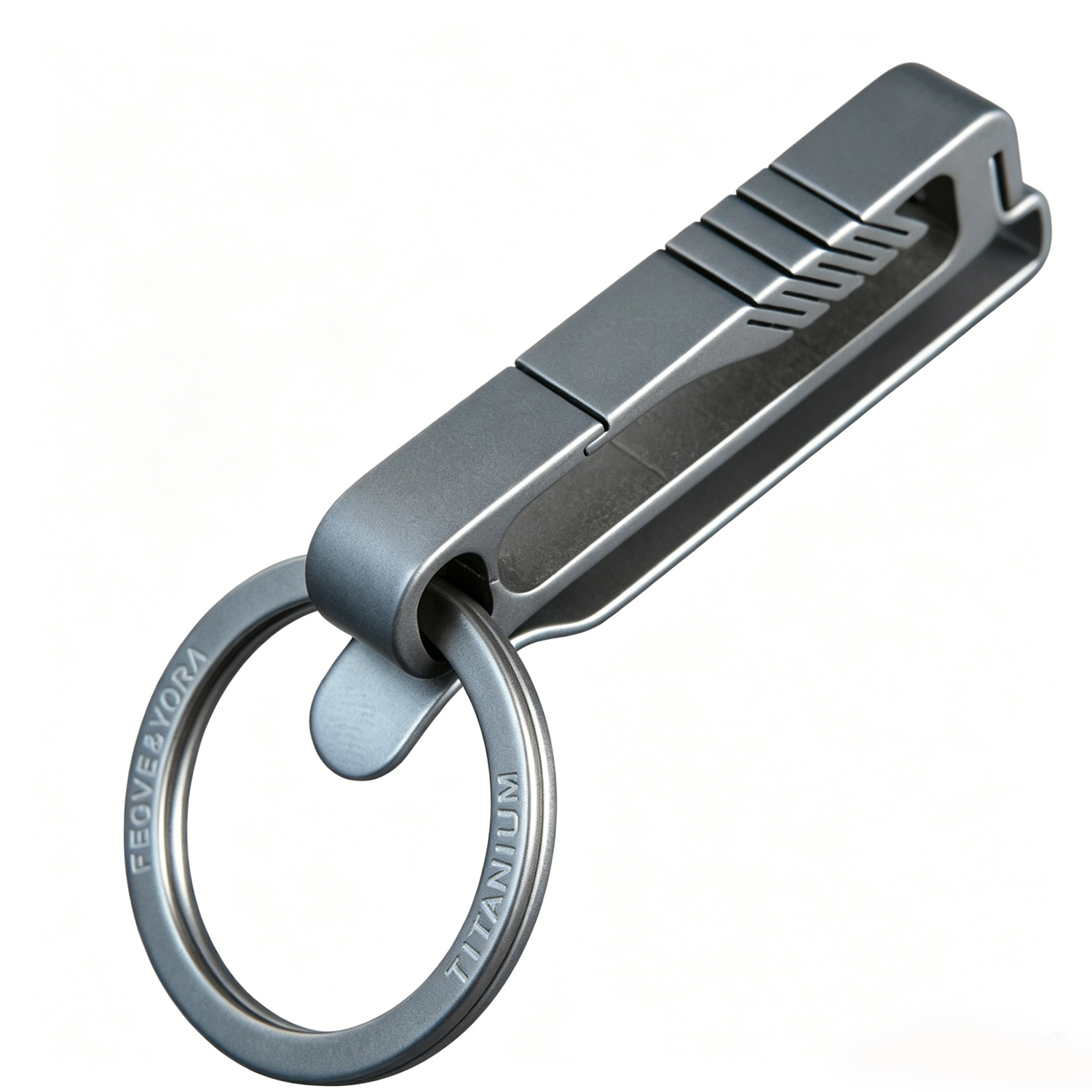 FEGVE Titanium Alloy Keychain Men's Belt Wearing Hanging Keychain TI032A -- Titanium Insert Port
