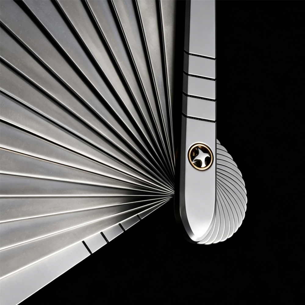 (Default Hong Kong Dollar) Fegve, 6 inch luxury titanium alloy kung fu fan, folding fan, all titanium metal defense tactical self-defense (White/Black 3.0) - 图片 13
