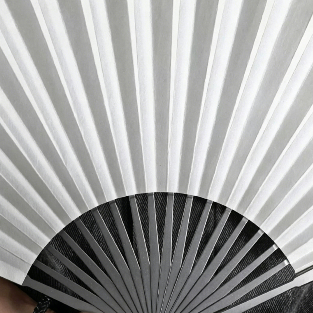 (Default Hong Kong Dollar) Fegve, 6 inch luxury titanium alloy kung fu fan, folding fan, all titanium metal defense tactical self-defense (White/Black 3.0) - 图片 4