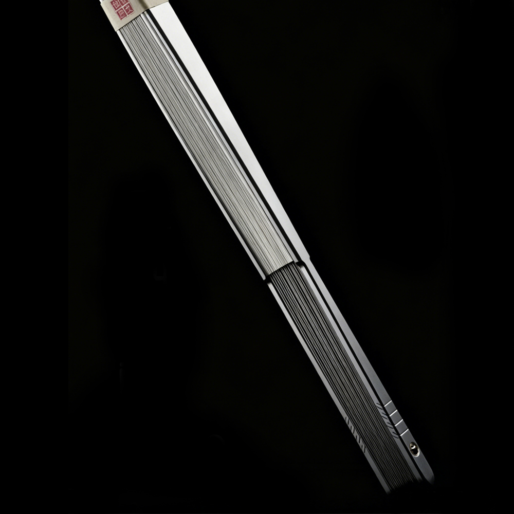 (Default Hong Kong Dollar) Fegve, 6 inch luxury titanium alloy kung fu fan, folding fan, all titanium metal defense tactical self-defense (White/Black 3.0) - 图片 3