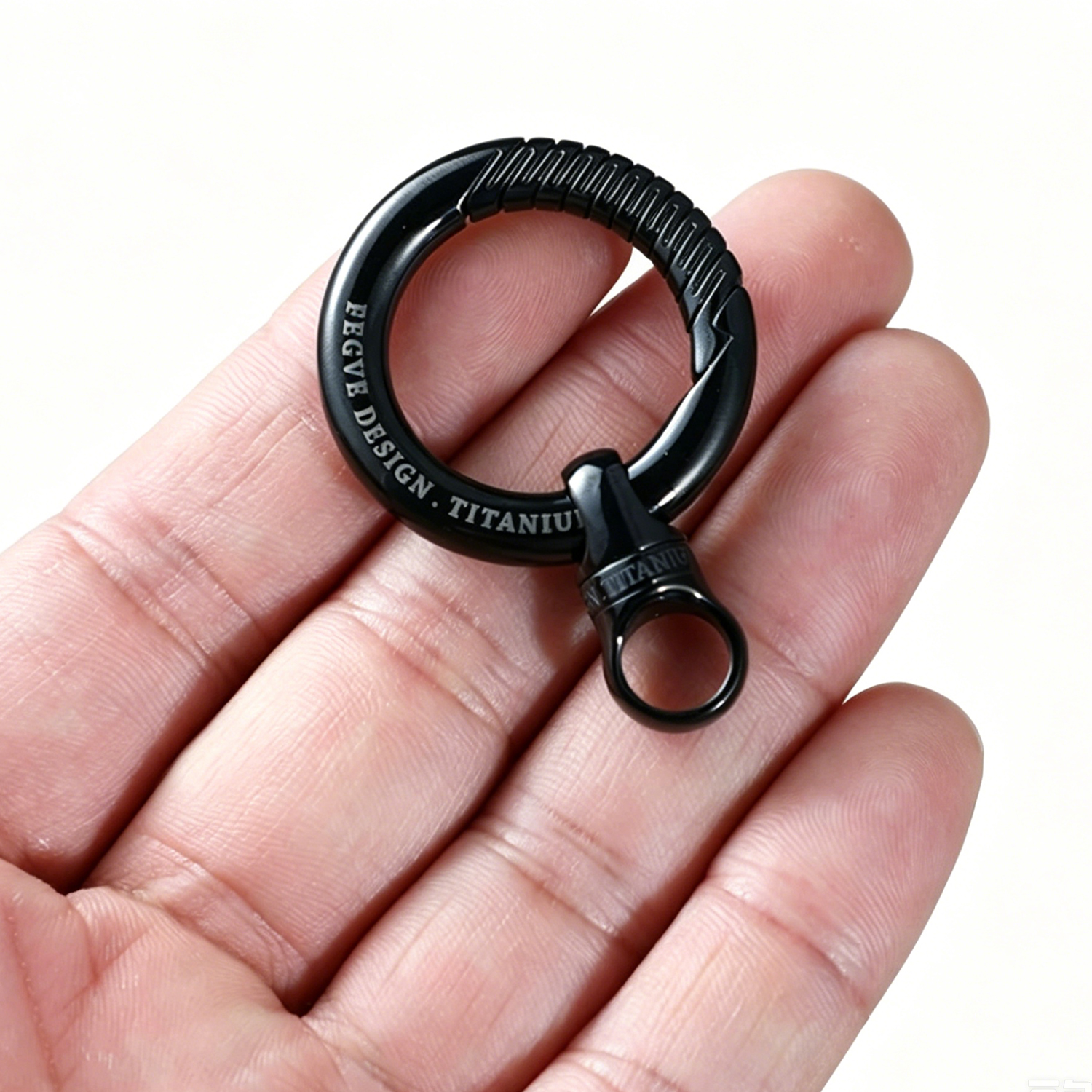 (Default Hong Kong Dollar) Fegve2026 new titanium alloy car keychain TI030 black titanium edge 35MM - 图片 6