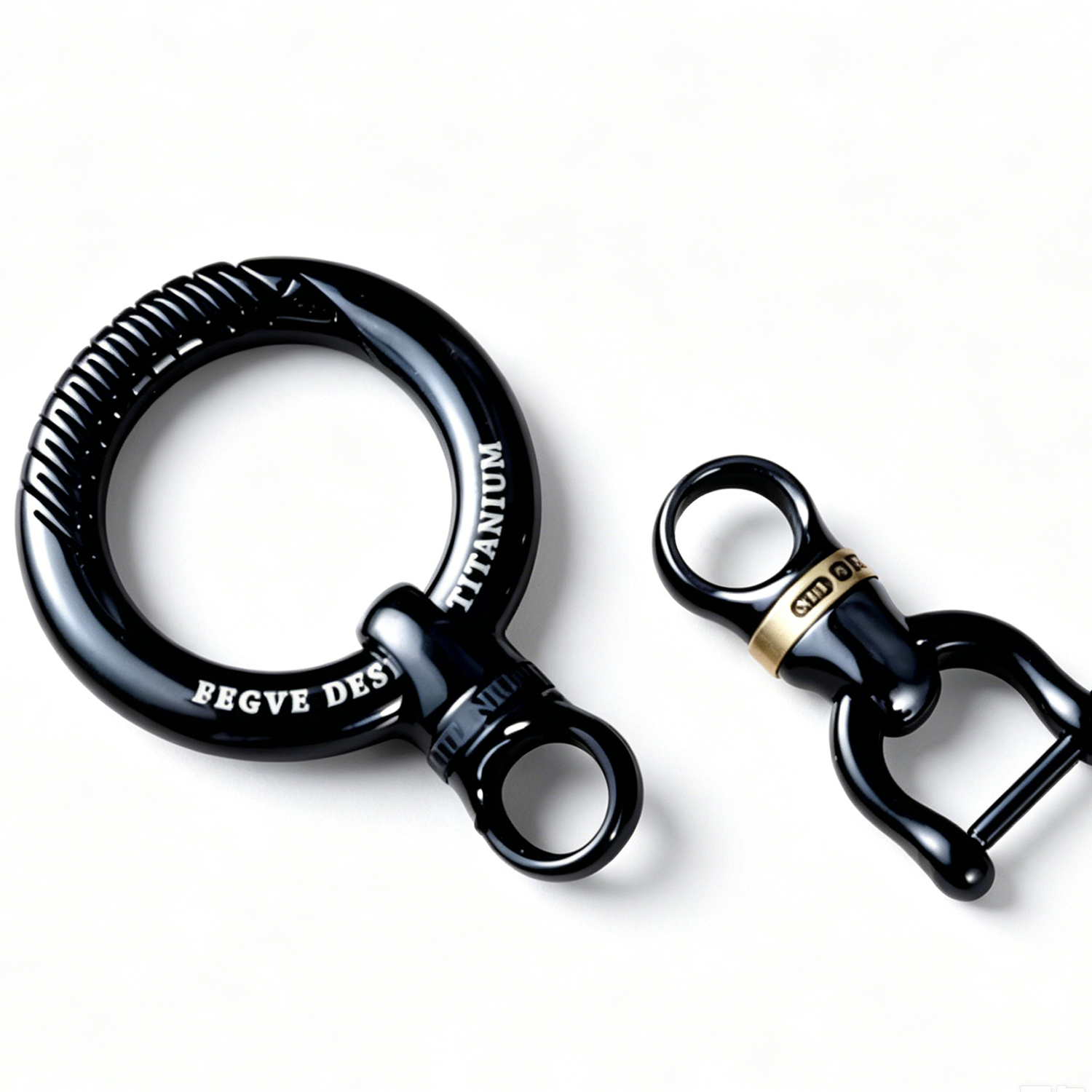 (Default Hong Kong Dollar) Fegve2026 new titanium alloy car keychain TI030 black titanium edge 35MM - 图片 5