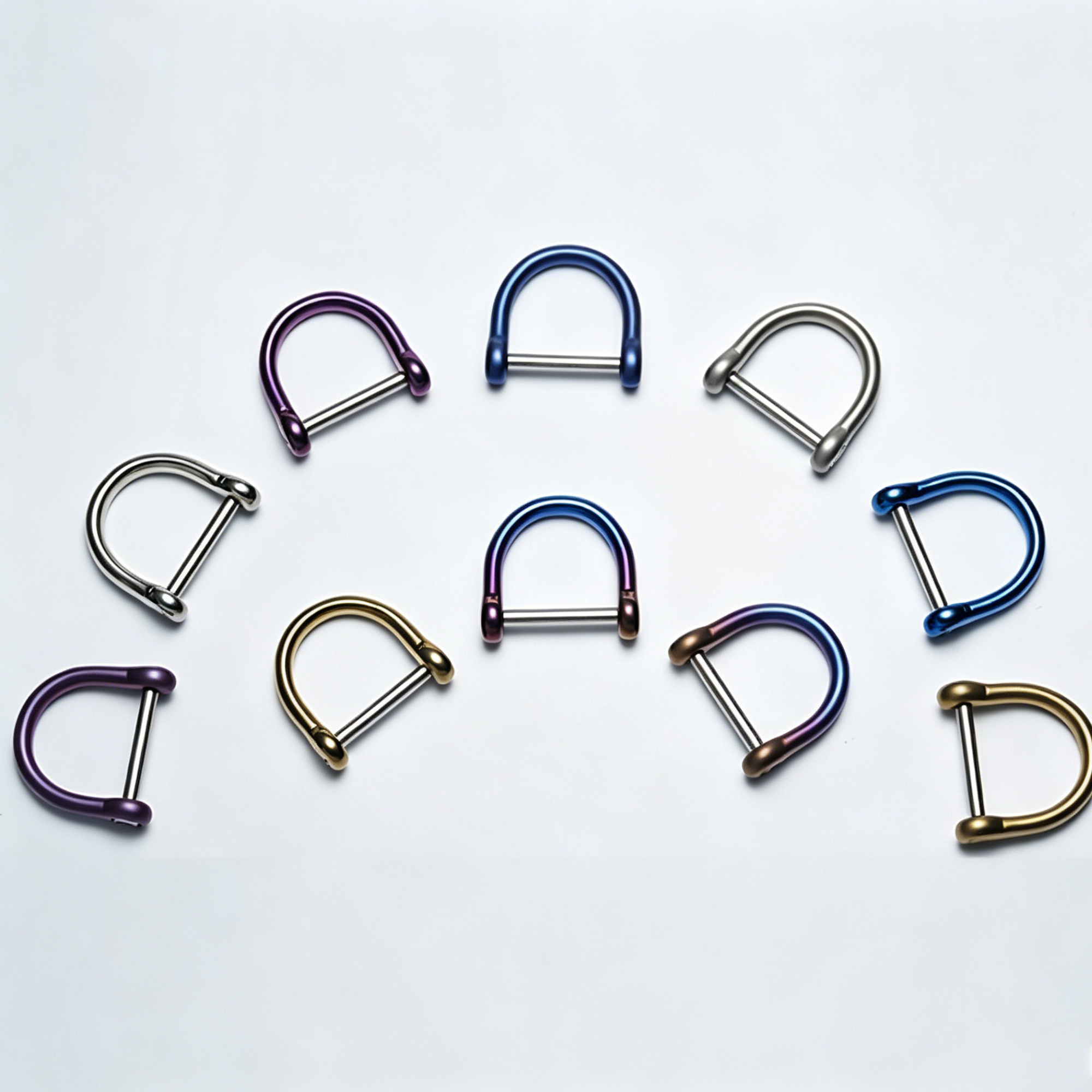 (Default Hong Kong Dollar) Fegve Titanium Alloy Crystal Horseshoe Buckle Bright Blue Gold Purple Silver (Inner Diameter 9MM 13MM 17MM 21MM) - 图片 4