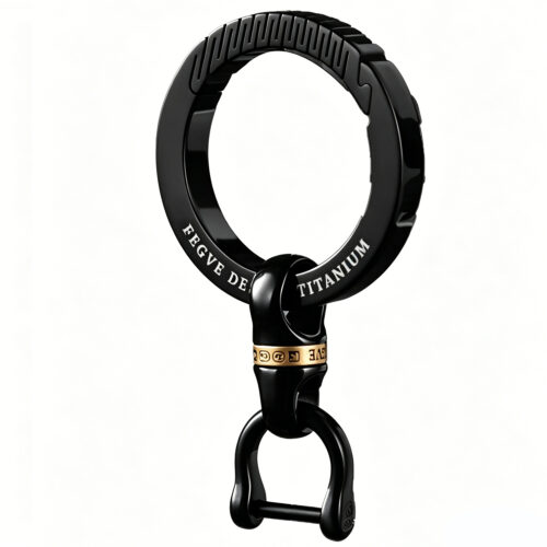 Fegve2026 new titanium alloy car keychain TI030 black titanium edge 35MM