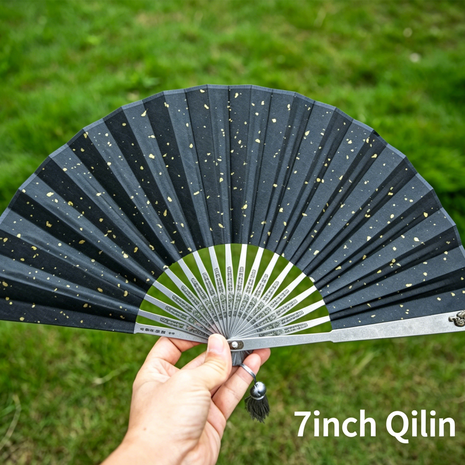 (Default Hong Kong Dollar) Fegve Fegve Kirin Titanium Alloy Fan (5-inch, 7-inch, 8-inch, 9-inch black/white fan surface) - 图片 3