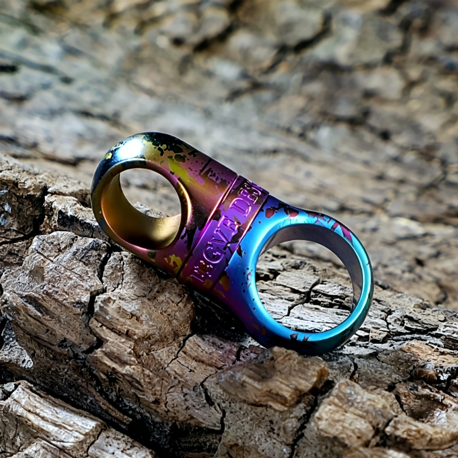 (Default Hong Kong Dollar) FEGVE Titanium alloy rotatable universal joint keychain pure 8-shaped camouflage capsule keychain accessories - 图片 4