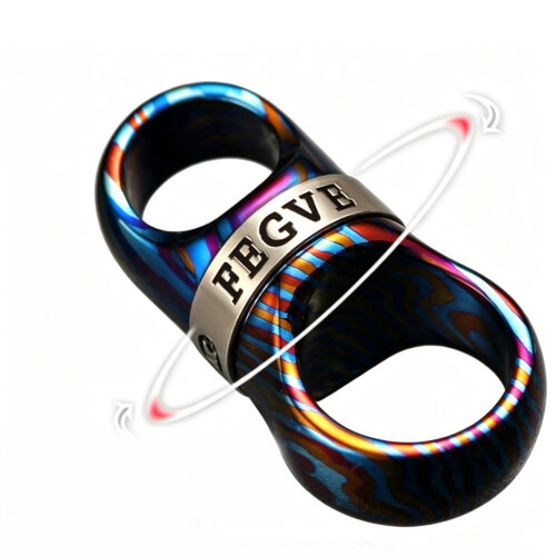 Fegve titanium alloy Damascus keychain PJ037F titanium horse leather inlaid silver capsule