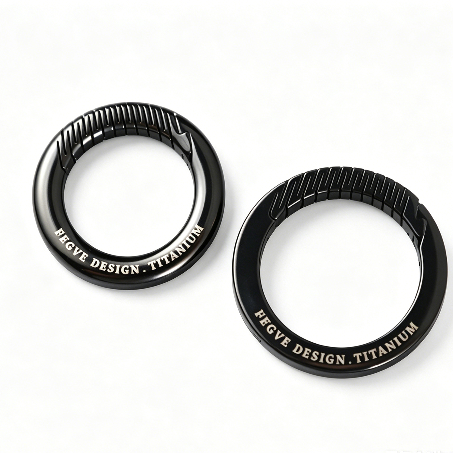 (Default Hong Kong Dollar) Fegve2026 new titanium alloy car keychain TI030 black titanium edge 35MM - 图片 3