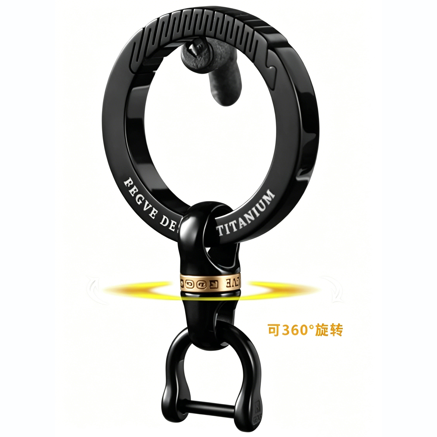 (Default Hong Kong Dollar) Fegve2026 new titanium alloy car keychain TI030 black titanium edge 35MM - 图片 2