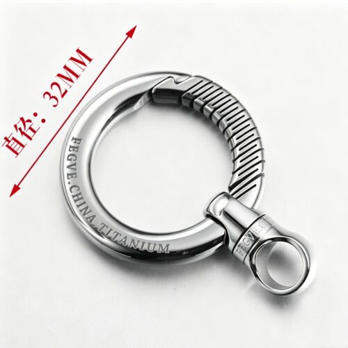 FEGVE Titanium alloy car keychain curved titanium edge 32MM - titanium capsule