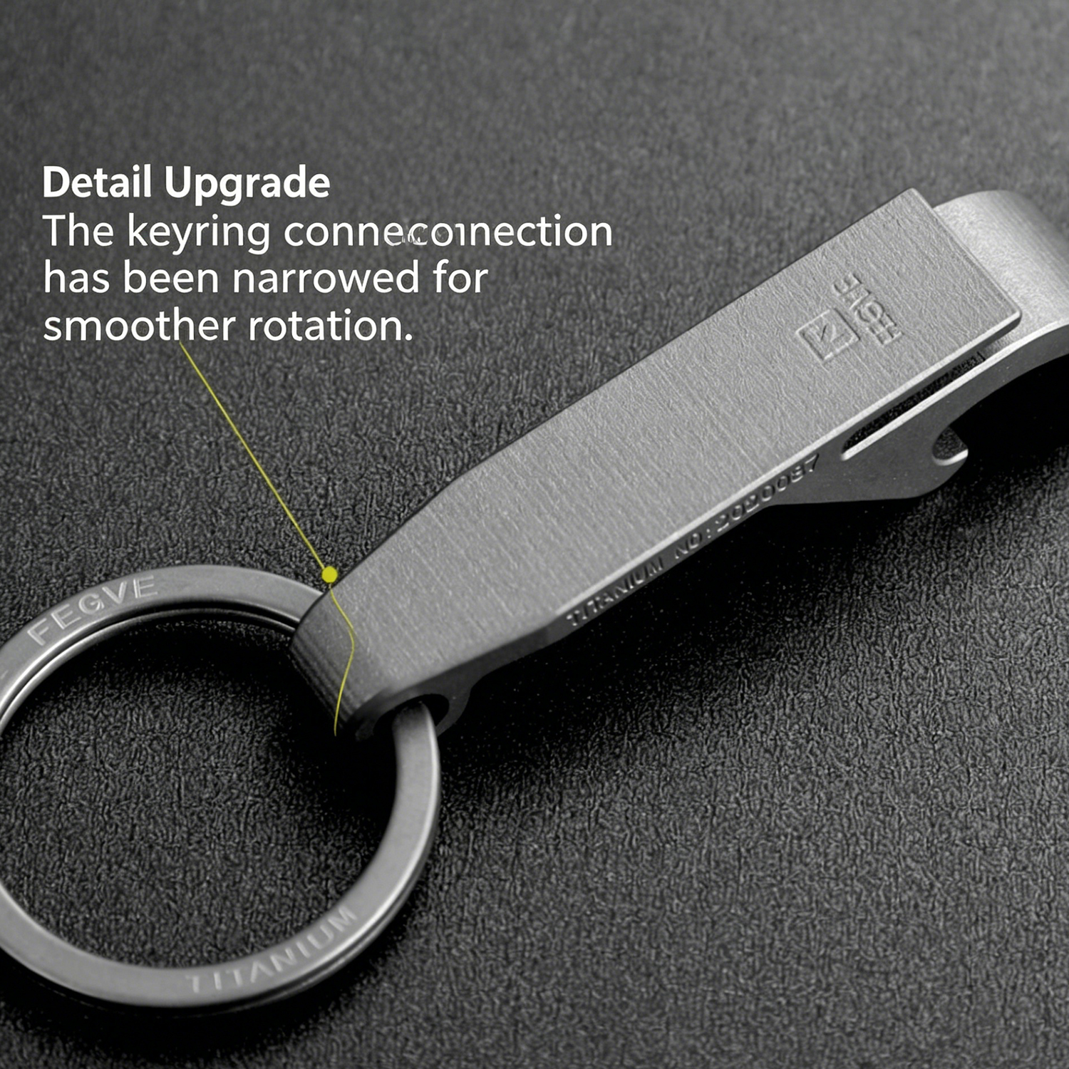 FEGVE Titanium Alloy Bottle Opener Keychain Pendant TI-055A Thin Edition - Grilled Blue Titanium - Bottle Opener+32MM Titanium Ring - 图片 8