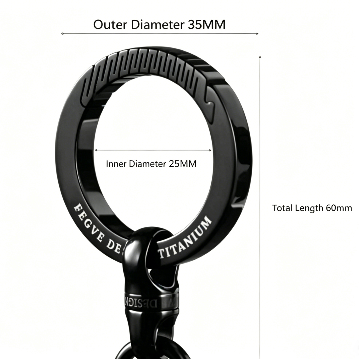 (Default Hong Kong Dollar) Fegve2026 new titanium alloy car keychain TI030 black titanium edge 35MM - 图片 8