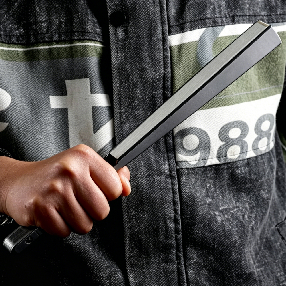 (Default Hong Kong Dollar) Fegve, 6 inch luxury titanium alloy kung fu fan, folding fan, all titanium metal defense tactical self-defense (White/Black 3.0) - 图片 5