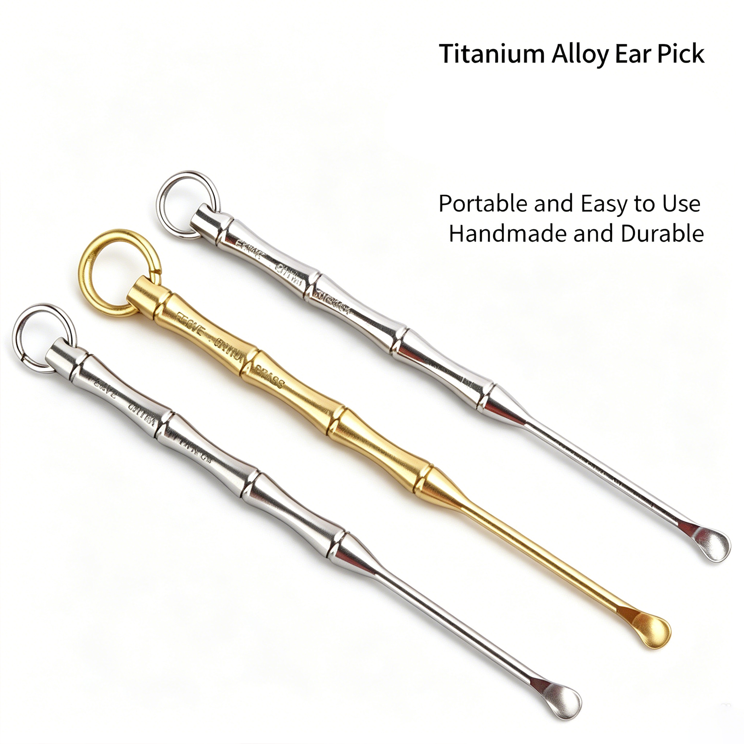 FEGVE pure titanium alloy ear digging spoon/ear digging artifact E220 pure titanium bamboo joint ear digging spoon - 图片 2