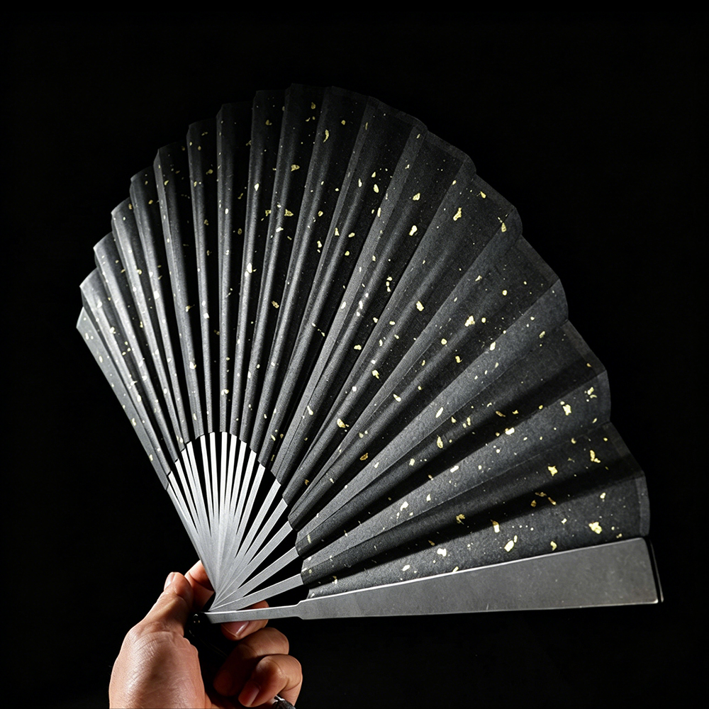 (Default Hong Kong Dollar) FEGVE Daya 9-inch 2026 new FEGVE Figo TC4 all titanium alloy fan, nine inch light wind horse tooth titanium fan white/black gold sprinkled - 图片 5