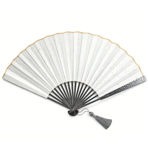 FEGVE Daya 9-inch 2026 new FEGVE Figo TC4 all titanium alloy fan, Nine inch meteorite crater version light wind horse tooth titanium fan [white/black gold sprinkled]