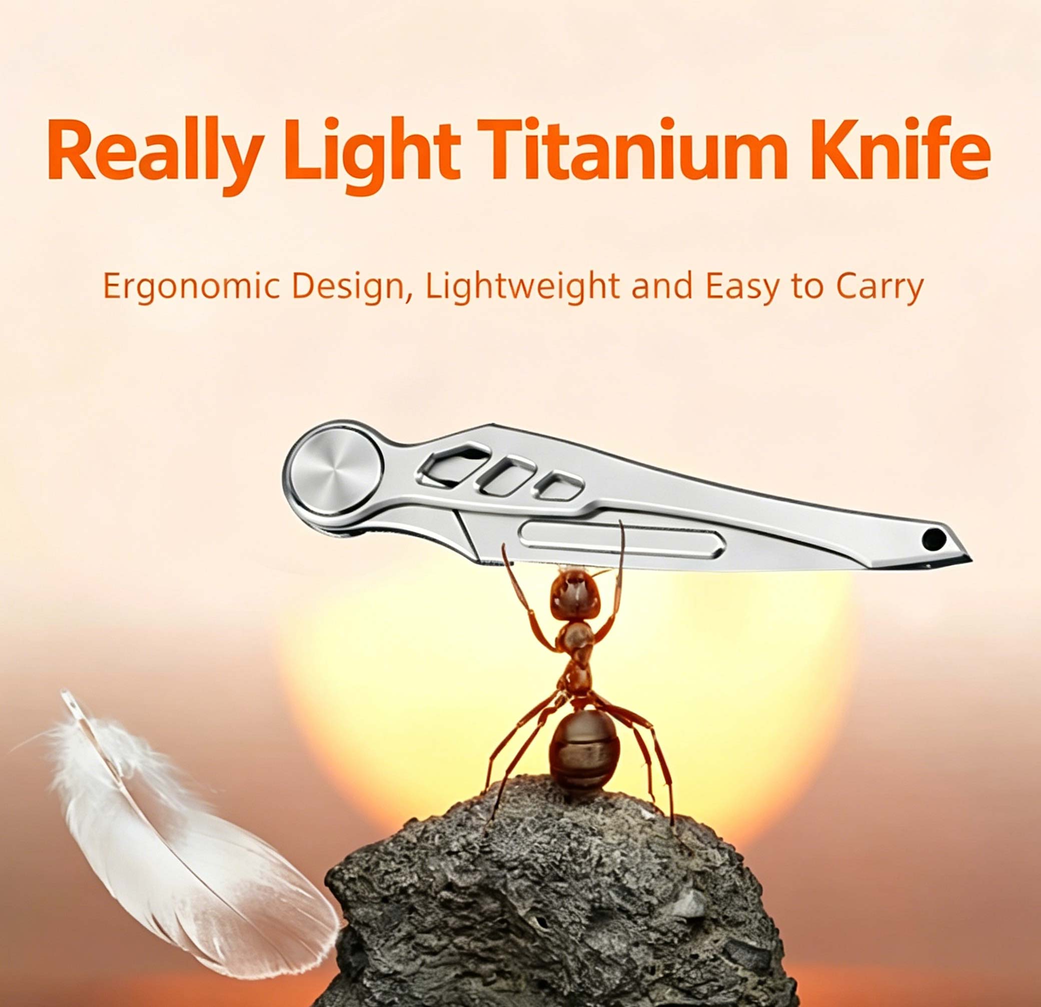 (Default Hong Kong Dollar) FEGVE Feather Art Knife EDC Titanium Alloy Small/Sharp Mini Unpacking Knife (E228- Woodpecker) - Image 2