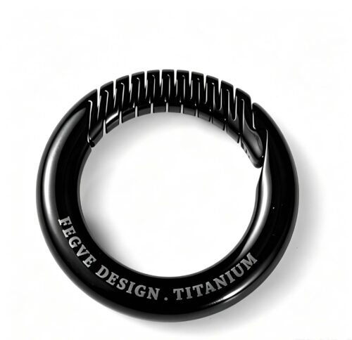 (Default Hong Kong Dollar) Titanium alloy black car keychain Black curved titanium edge 32MM