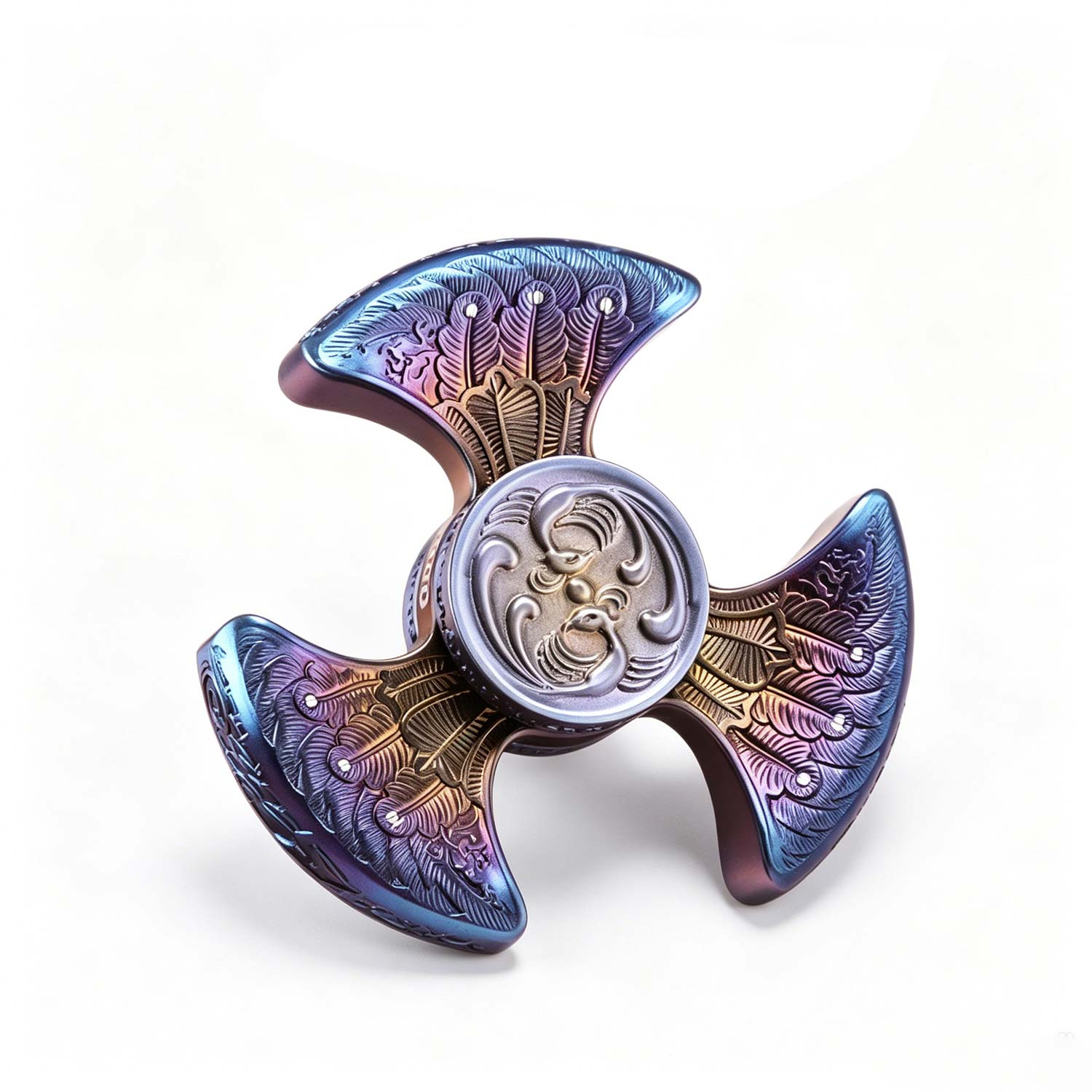 (Default Hong Kong Dollar) FEGVE Bath Fire Phoenix Chicken Year Commemorative Edition Titanium Alloy Relief Pattern Fingertip Gyroscope - Image 5