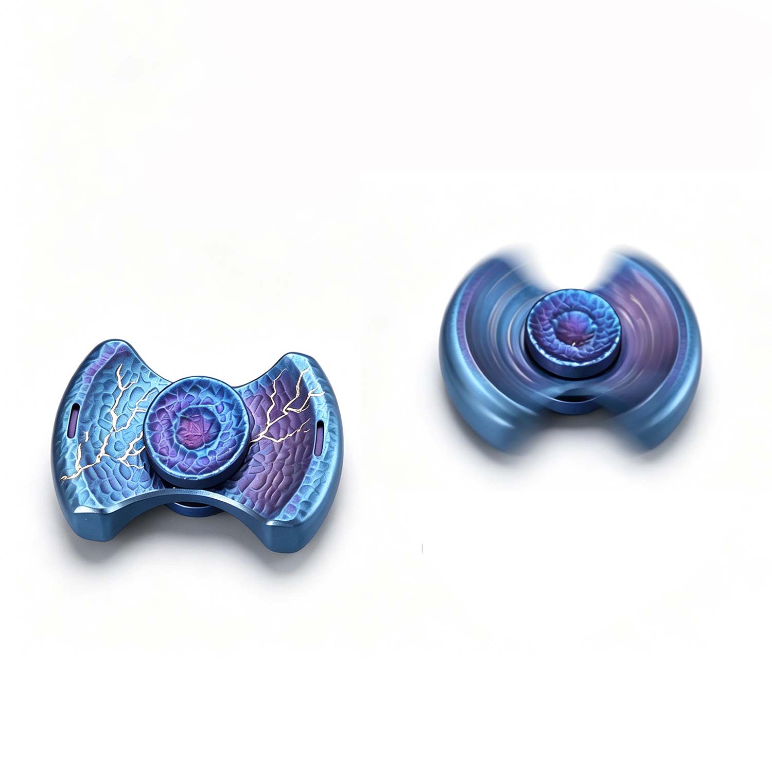 (Default Hong Kong Dollar) FEGVE fan-shaped meteorite patterned fingertip gyroscope/titanium alloy decompression EDC toy pattern baked blue
