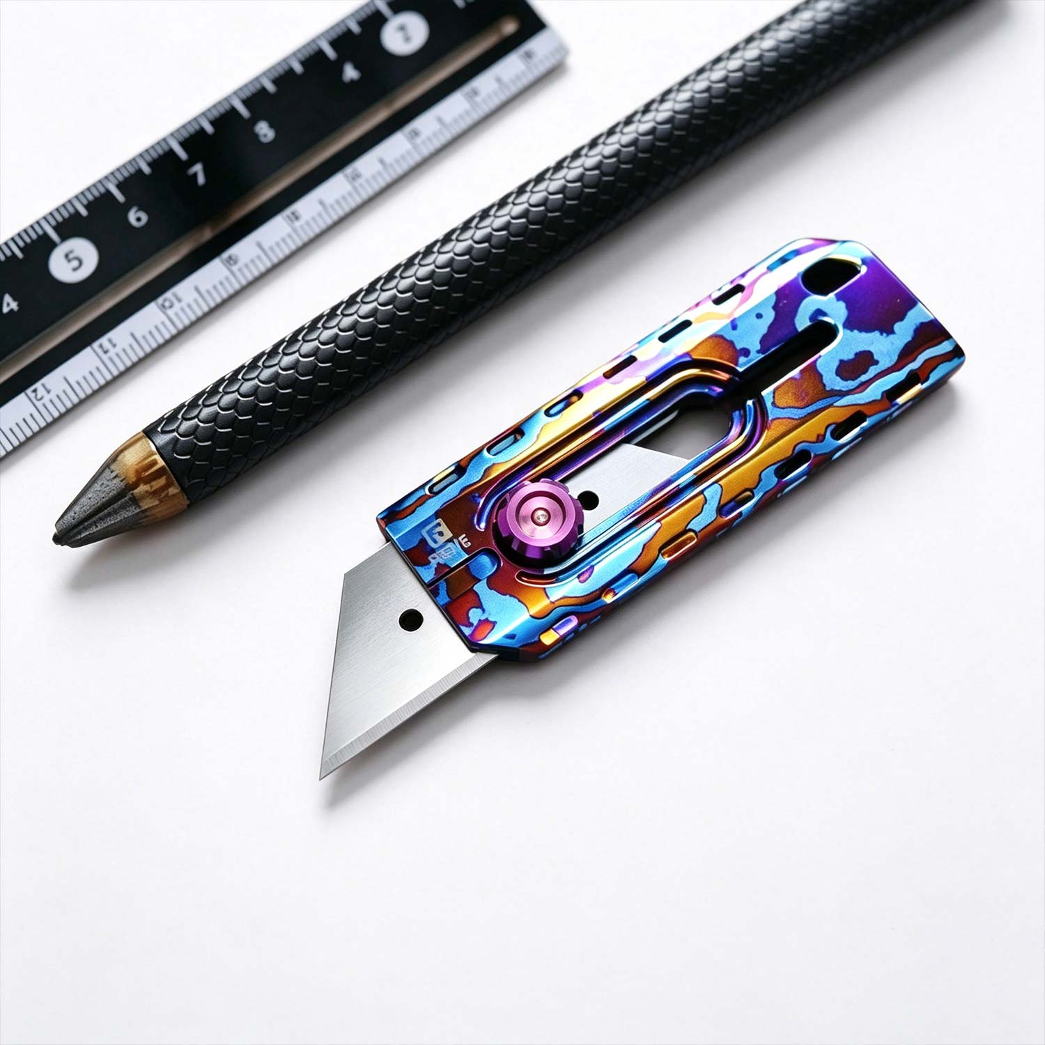(Default Hong Kong Dollar) FEGVE New Color Titanium Alloy Paper Cutting Knife EDC - Image 11