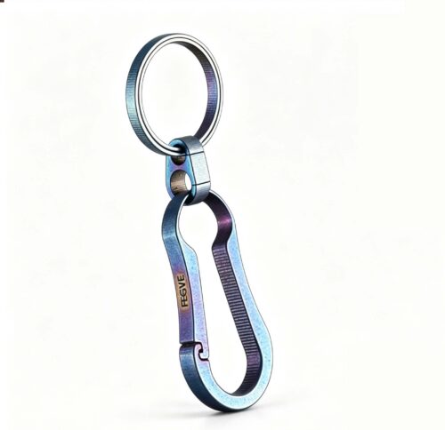 (Default Hong Kong Dollar) FEGVE Titanium Alloy Automotive Integrated Keychain TI007- Titanium U Stone Wash Grilled Blue