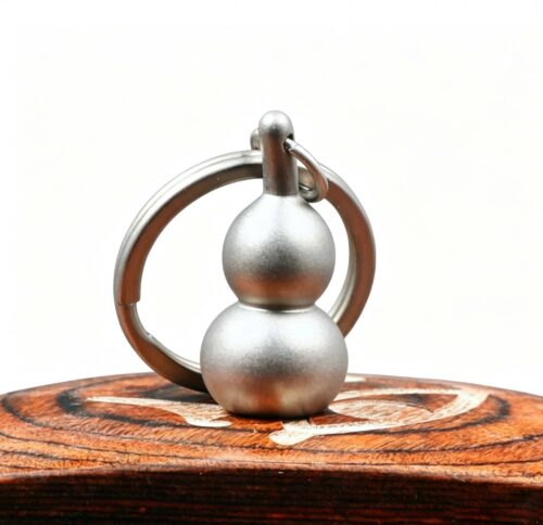 (Default Hong Kong Dollar) FEGVE Wealth Attraction All Titanium Alloy Gourd Keychain Pendant E226 Titanium gourd frosted+circle