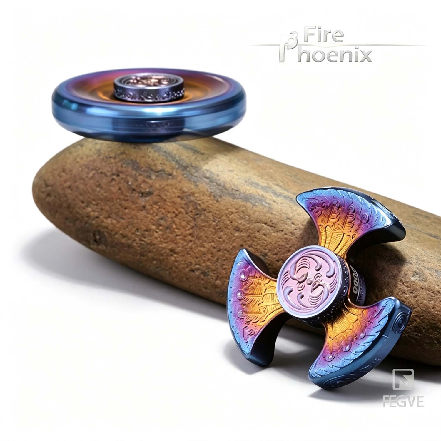(Default Hong Kong Dollar) FEGVE Bath Fire Phoenix Chicken Year Commemorative Edition Titanium Alloy Relief Pattern Fingertip Gyroscope - Image 2