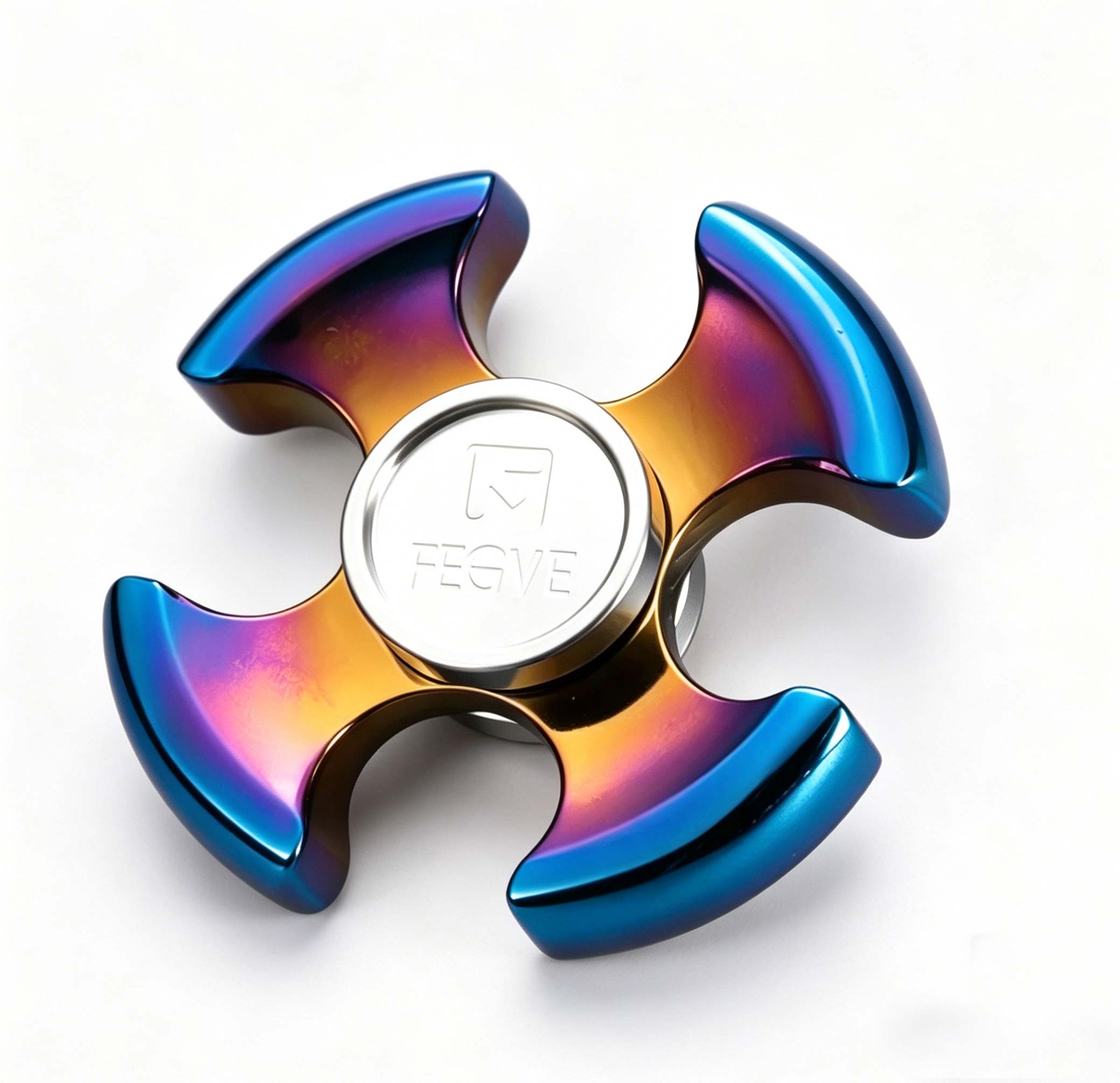 (Default Hong Kong Dollar) FEGVE Meteorite Pattern Four Leaf Titanium Alloy Fingertip spiral four leaf mirror baked blue