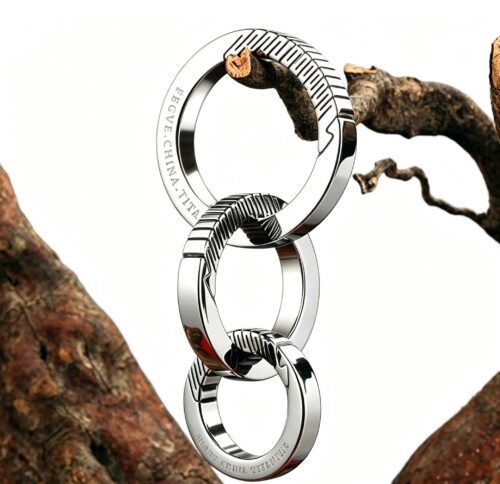 (Default Hong Kong Dollar) Fegve pure titanium alloy circle keychain TI030 Titanium Edge Mirror Small Diameter 26MM