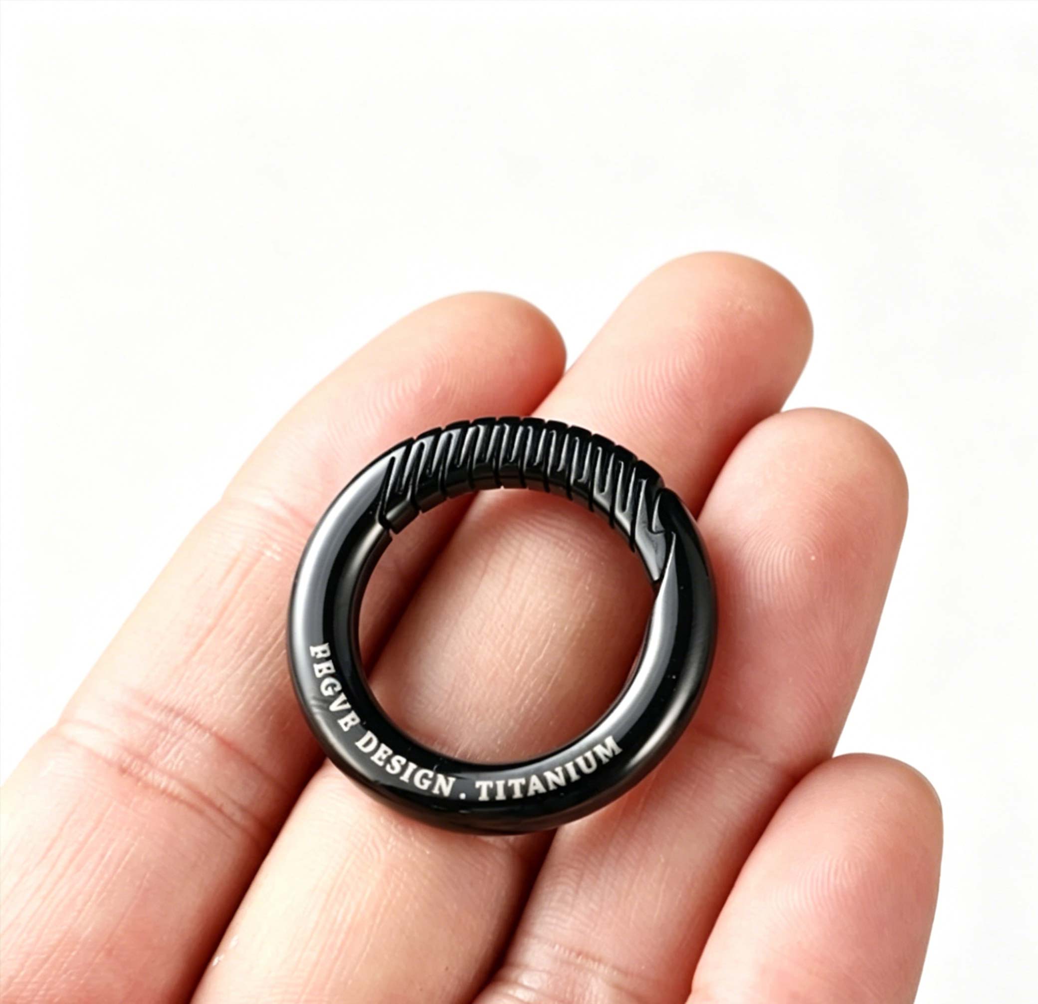 (Default Hong Kong Dollar) Titanium alloy black car keychain Black curved titanium edge 32MM - Image 16