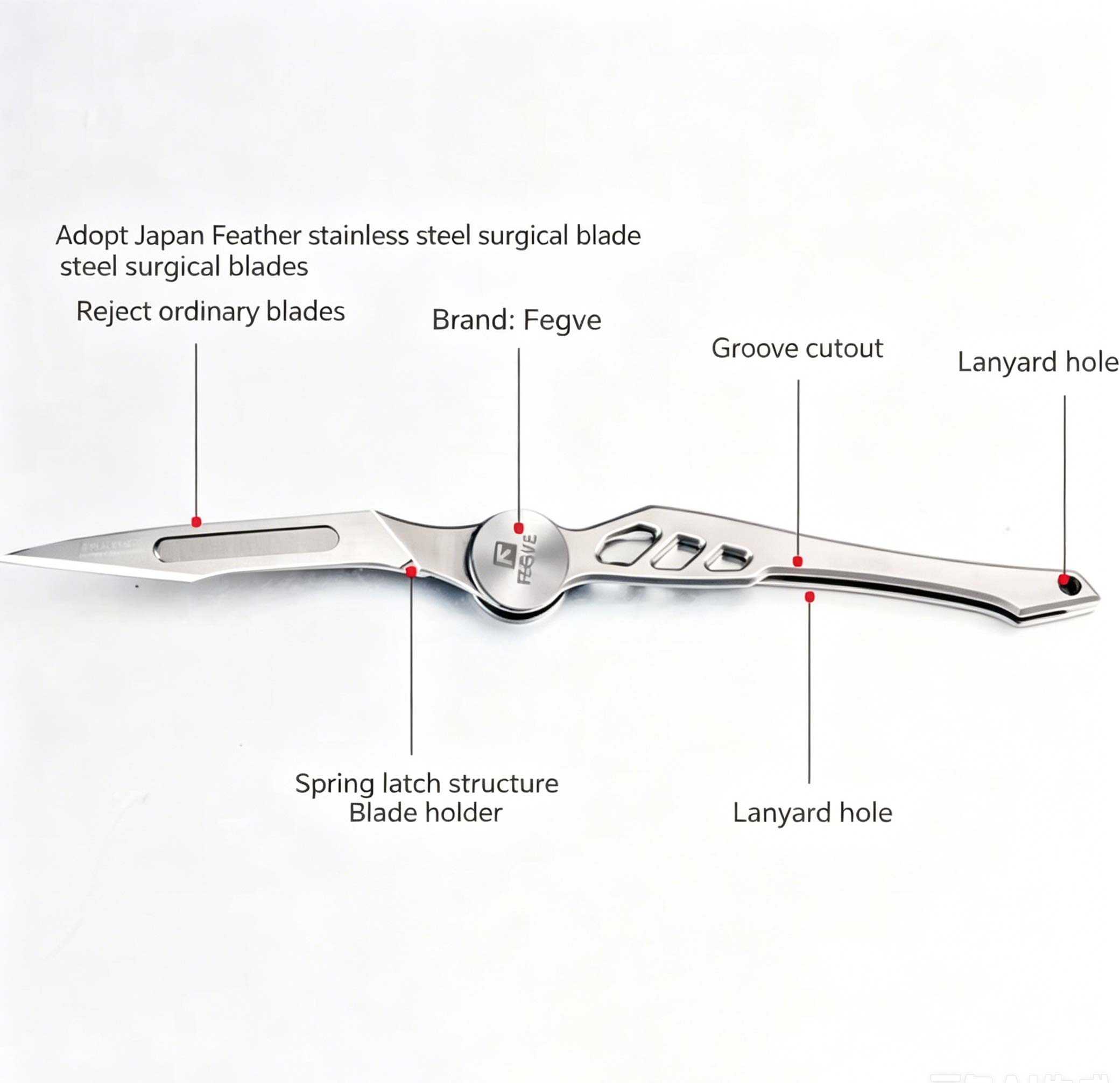 (Default Hong Kong Dollar) FEGVE Feather Art Knife EDC Titanium Alloy Small/Sharp Mini Unpacking Knife (E228- Woodpecker) - Image 14