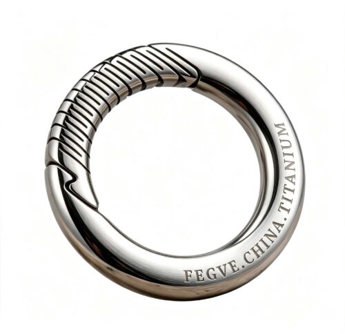 (Default Hong Kong Dollar) Fegve pure titanium alloy circle keychain TI065 curved titanium edge medium diameter 32MM