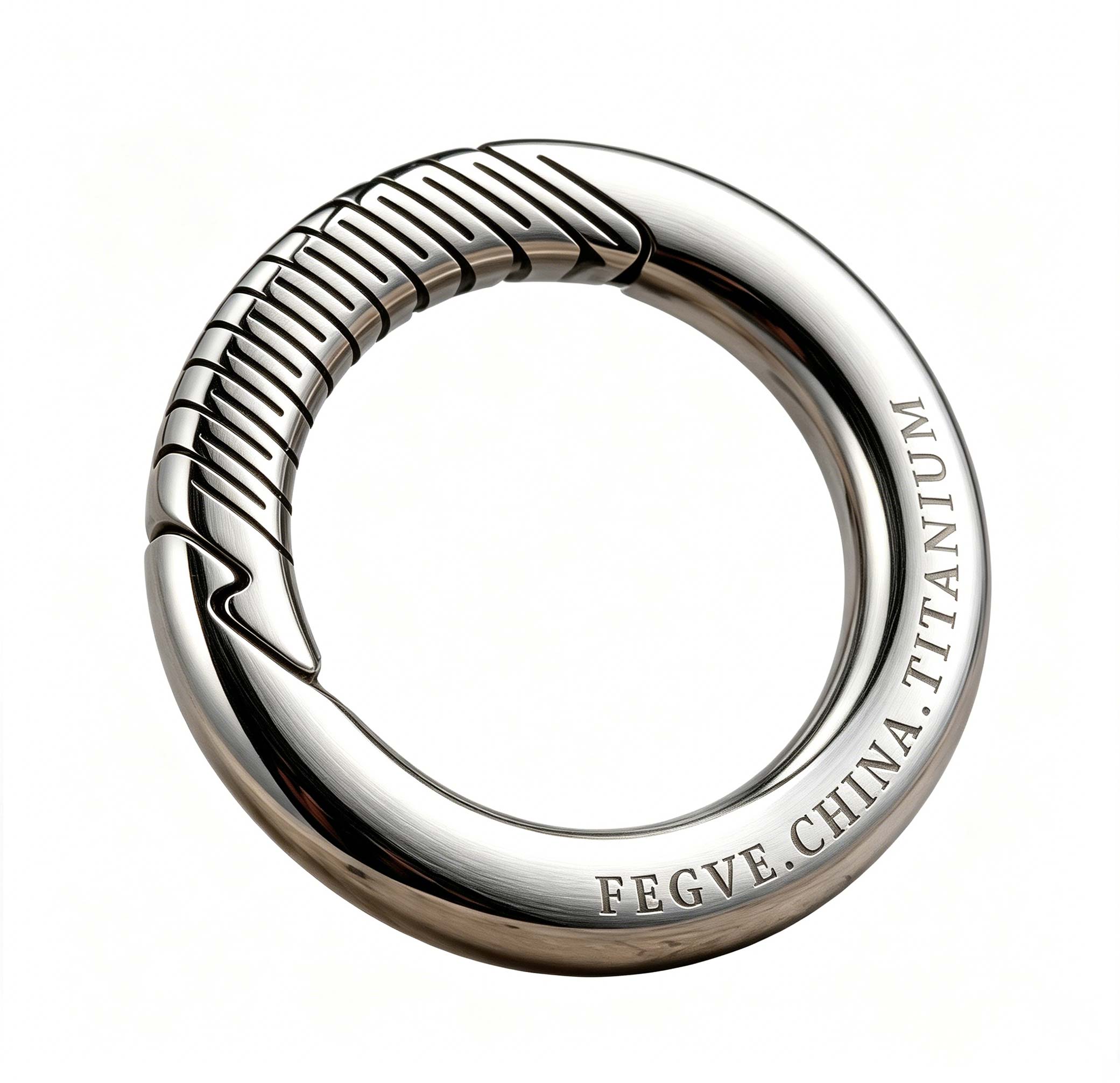 (Default Hong Kong Dollar) Fegve pure titanium alloy circle keychain TI065 curved titanium edge medium diameter 32MM