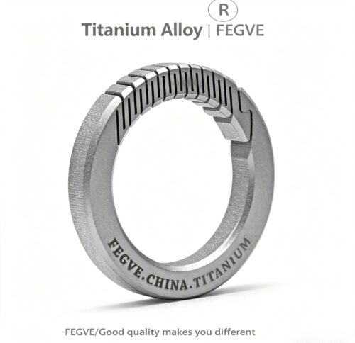 (Default Hong Kong Dollar) Fegve pure titanium alloy circle keychain TI038 titanium edge chamfered frosted large diameter 35MM