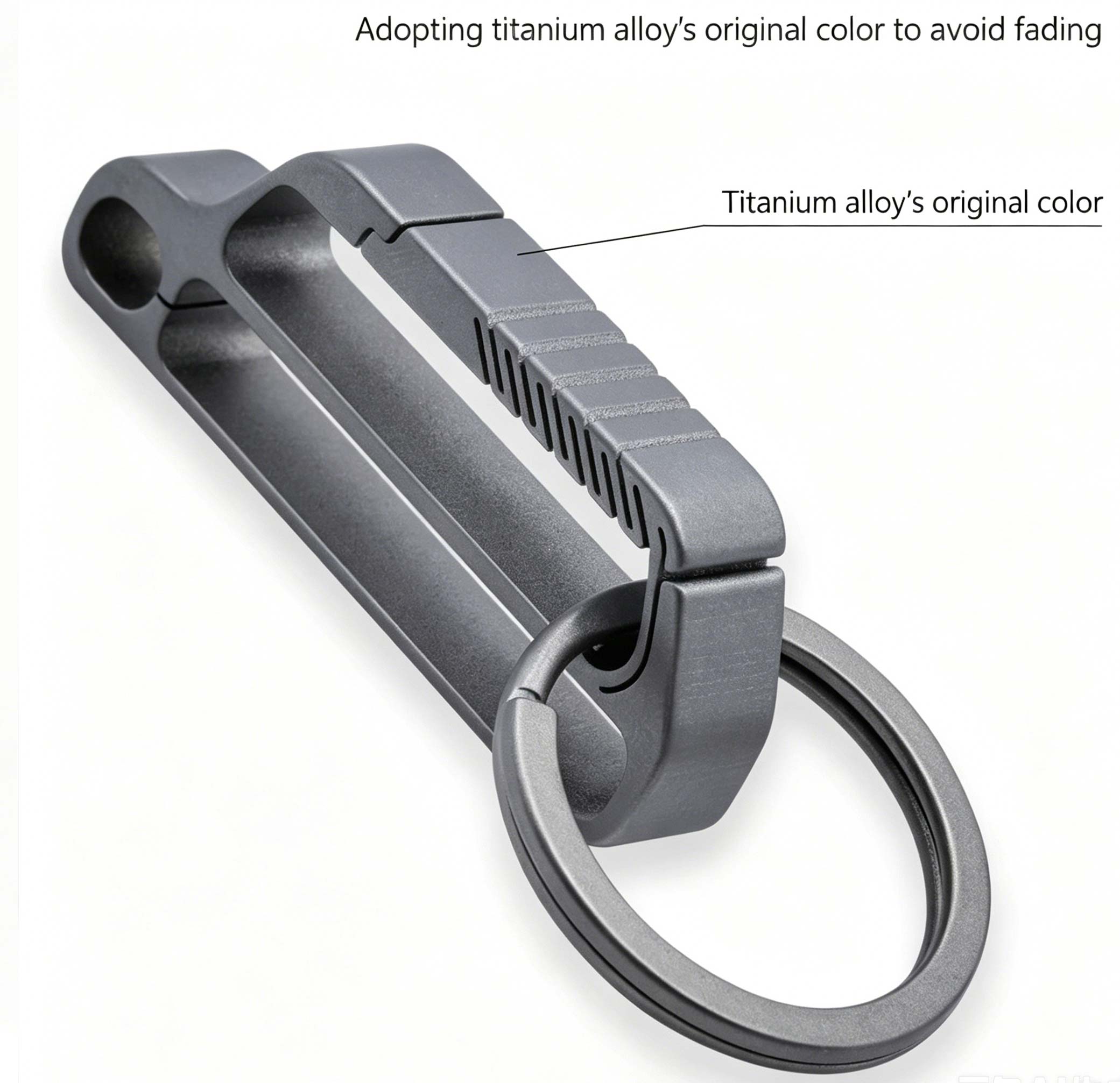(Default Hong Kong Dollar) Fegve titanium alloy multifunctional belt keychain TI059 car shaped leather buckle+horseshoe buckle+titanium ring - Image 16
