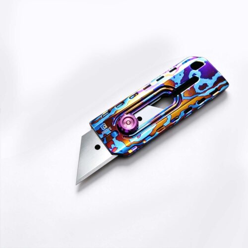(Default Hong Kong Dollar) FEGVE New Color Titanium Alloy Paper Cutting Knife EDC ((Summer) Titanium Horse Roast Color)