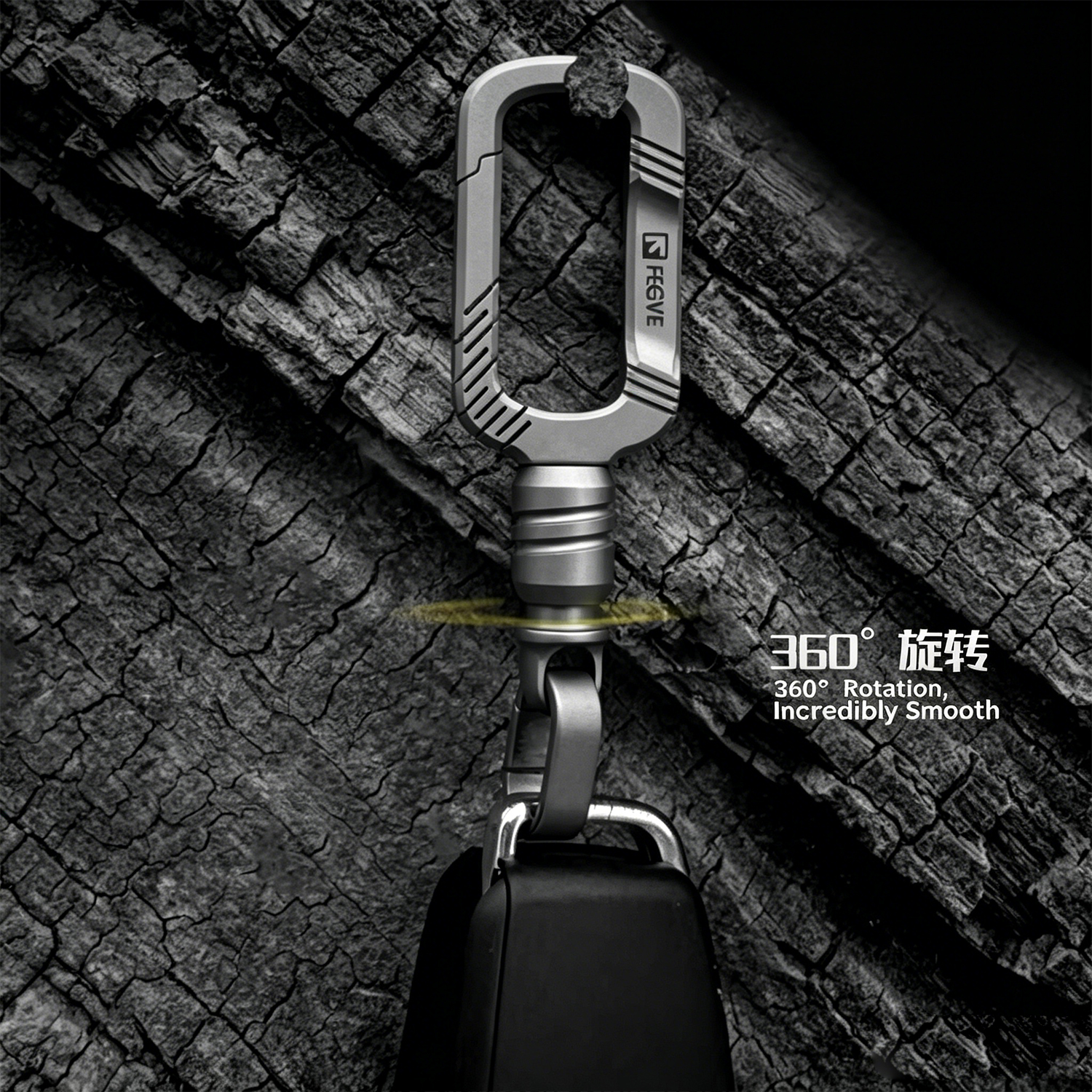 (Default Hong Kong Dollar)Quick detachable rotating all titanium alloy keychain new model - Image 4