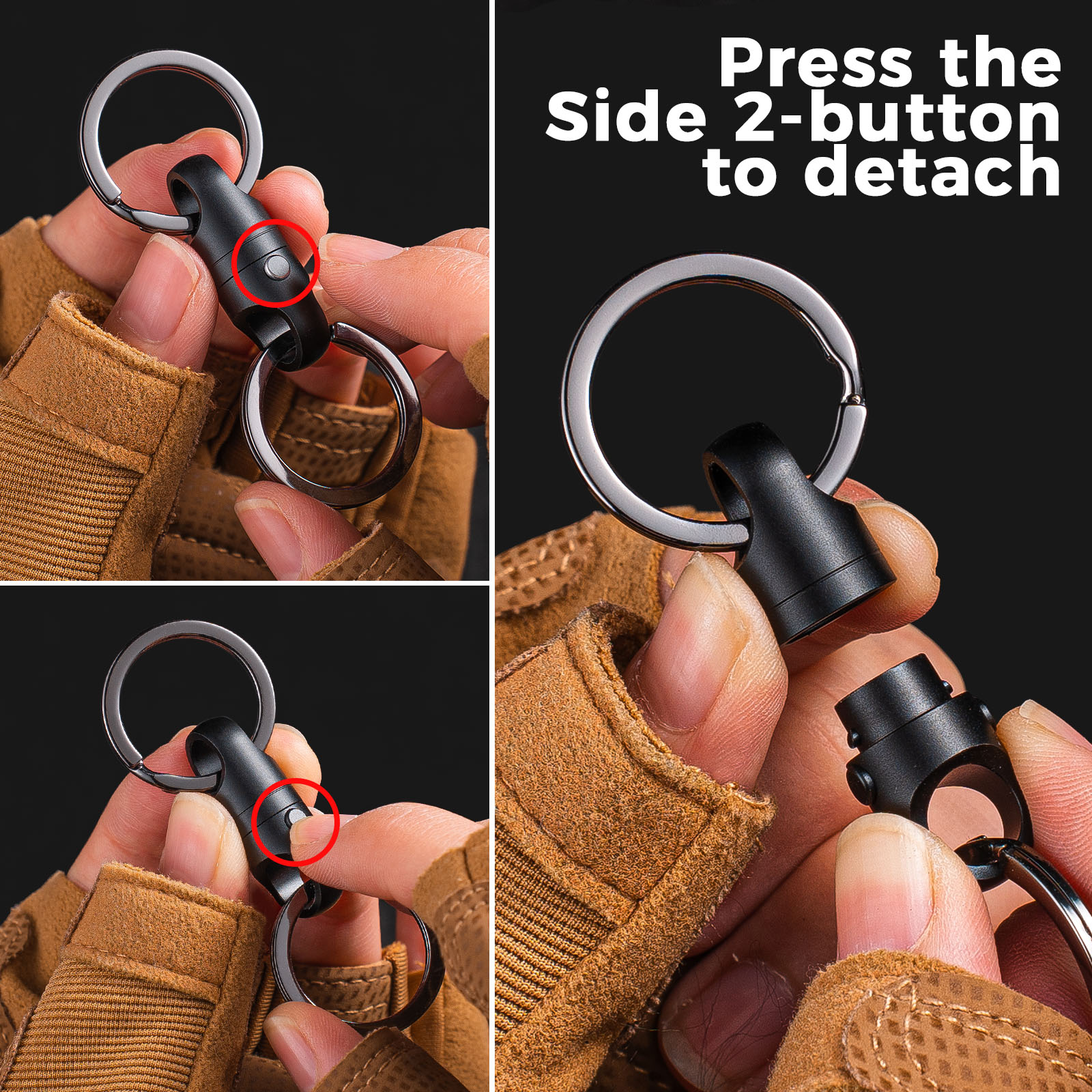 FEGVE New Titanium Alloy Magnetic Quick Release Keychain (Black) - Image 7