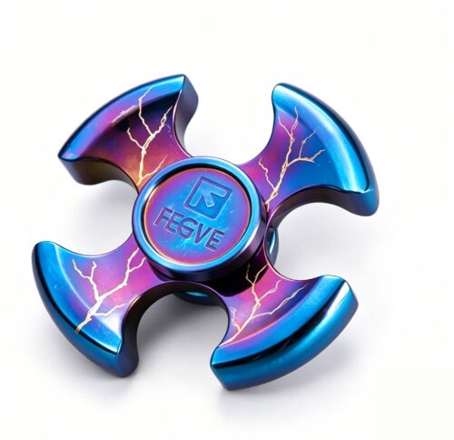 (Default Hong Kong Dollar) FEGVE Meteorite Pattern Four Leaf Titanium Alloy Fingertip spiral four leaf mirror baked blue Raven