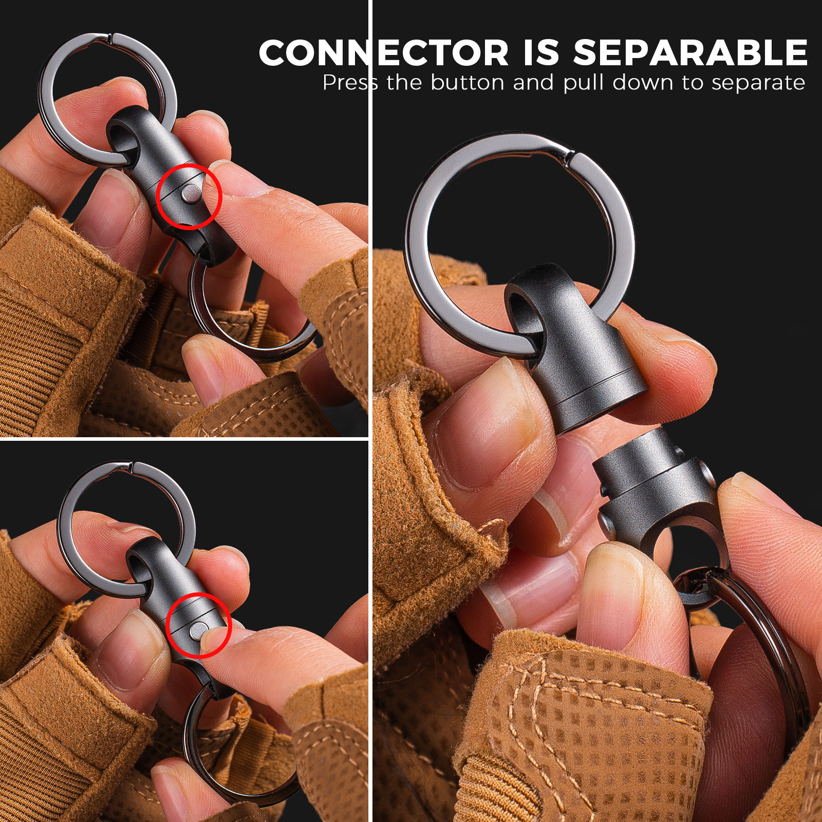 FEGVE new titanium alloy magnetic quick release keychain( gray) - Image 5
