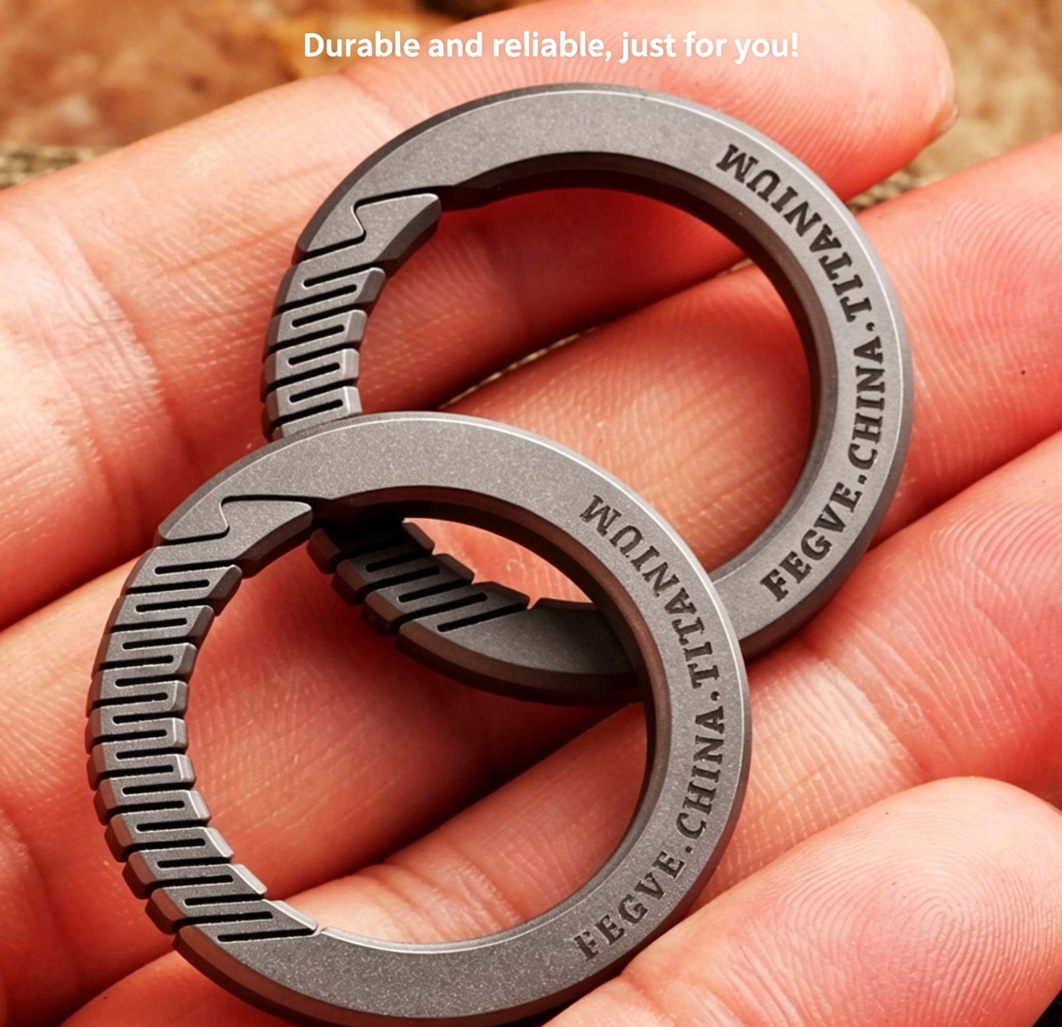 (Default Hong Kong Dollar) Fegve pure titanium alloy circle keychain TI038 titanium edge chamfered frosted medium diameter 31MM - Image 5