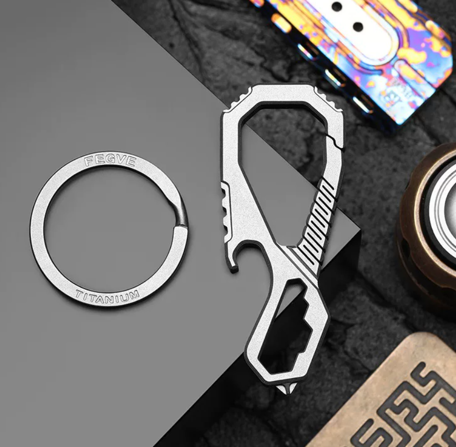 (Default Hong Kong Dollar) Fegve titanium alloy multifunctional keychain - Image 8