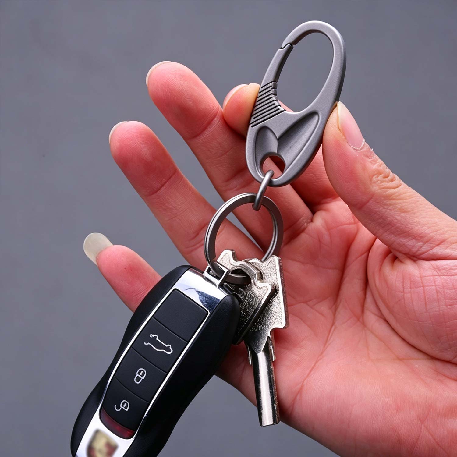 (Default Hong Kong Dollar) Fegve titanium alloy car keychain/titanium pair - circular ring version - Image 4