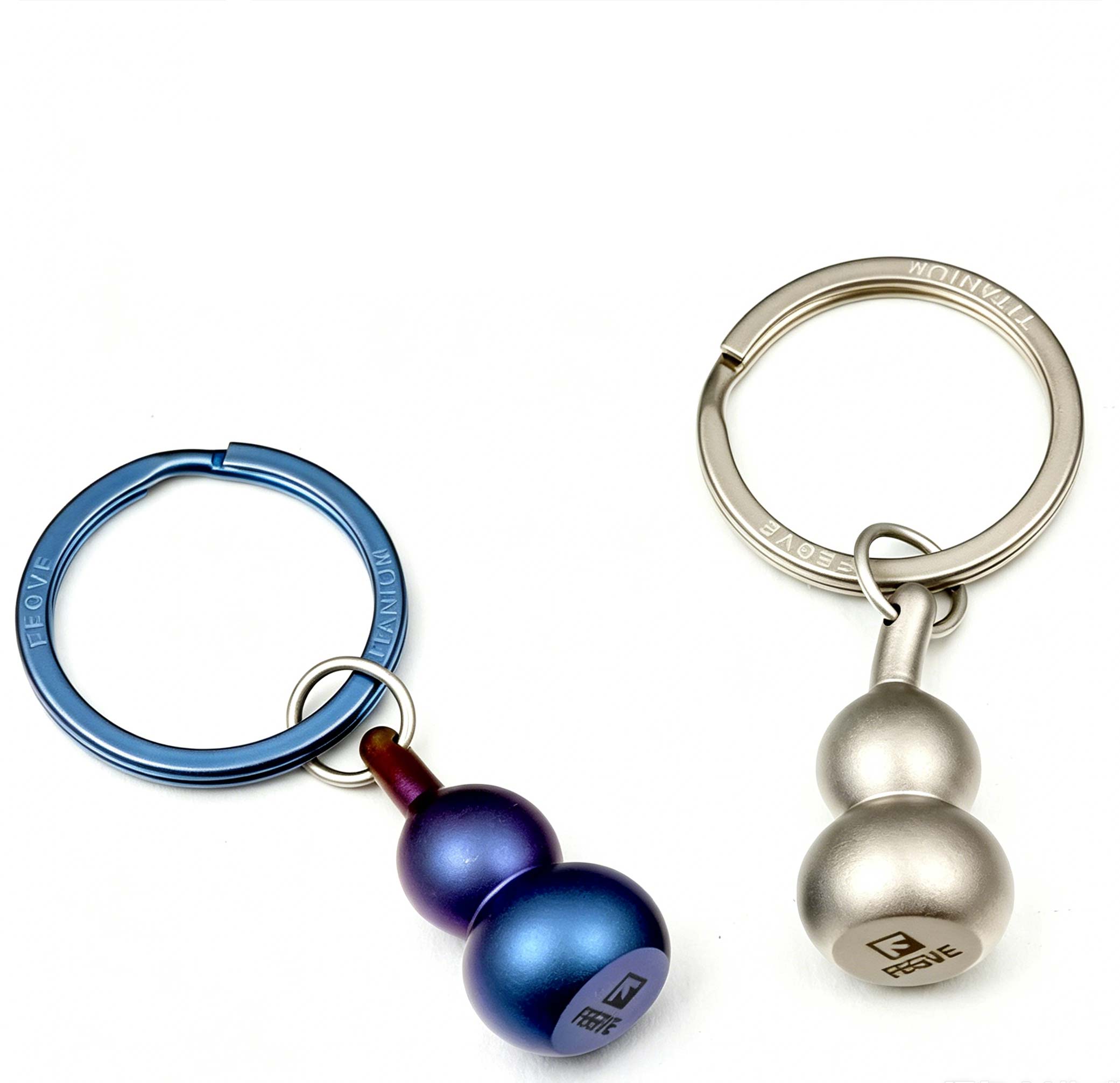 (Default Hong Kong Dollar) FEGVE Wealth Attraction All Titanium Alloy Gourd Keychain Pendant E226 Titanium gourd frosted+circle - Image 10