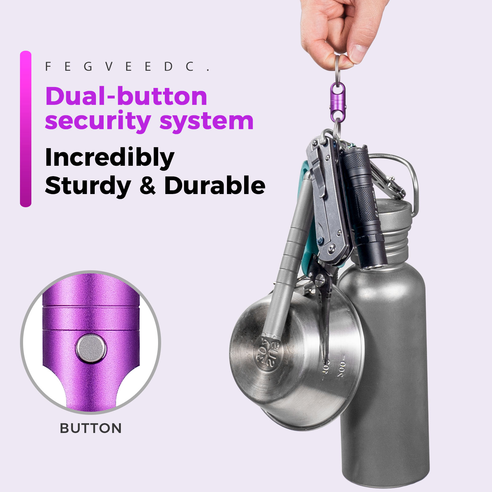 FEGVE new titanium alloy magnetic quick release keychain (purple) - Image 7