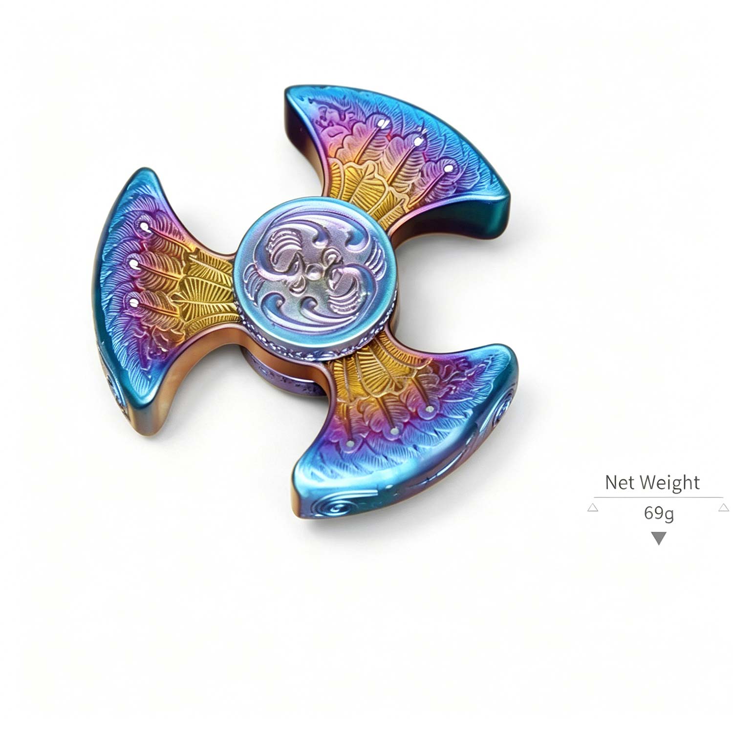(Default Hong Kong Dollar) FEGVE Bath Fire Phoenix Chicken Year Commemorative Edition Titanium Alloy Relief Pattern Fingertip Gyroscope - Image 11