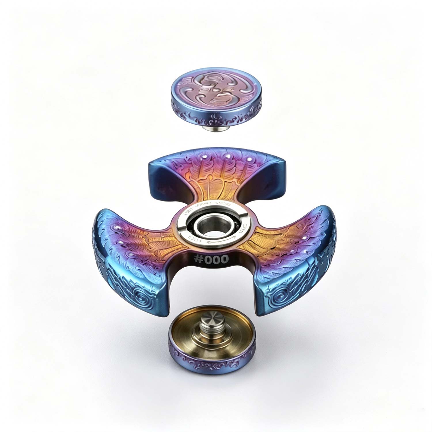 (Default Hong Kong Dollar) FEGVE Bath Fire Phoenix Chicken Year Commemorative Edition Titanium Alloy Relief Pattern Fingertip Gyroscope - Image 10