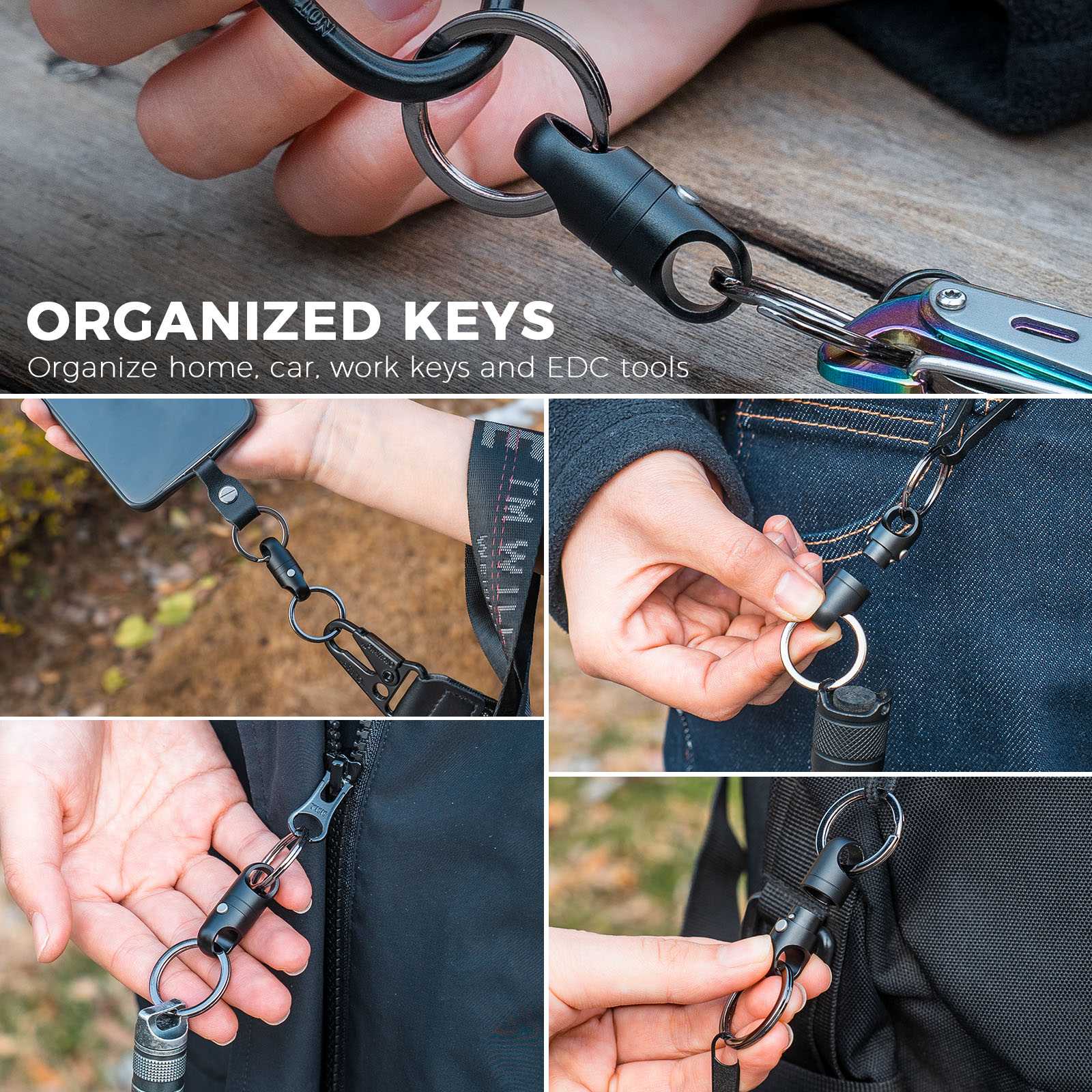 FEGVE New Titanium Alloy Magnetic Quick Release Keychain (Black) - Image 6